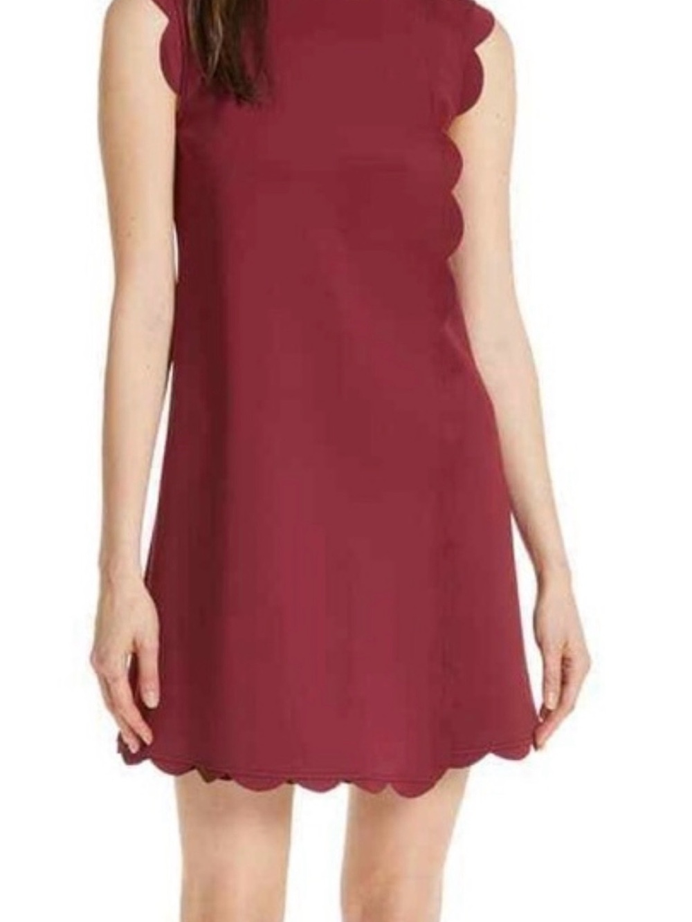 Ted Baker Scalloped Sleeveless Shift Dress - Wine